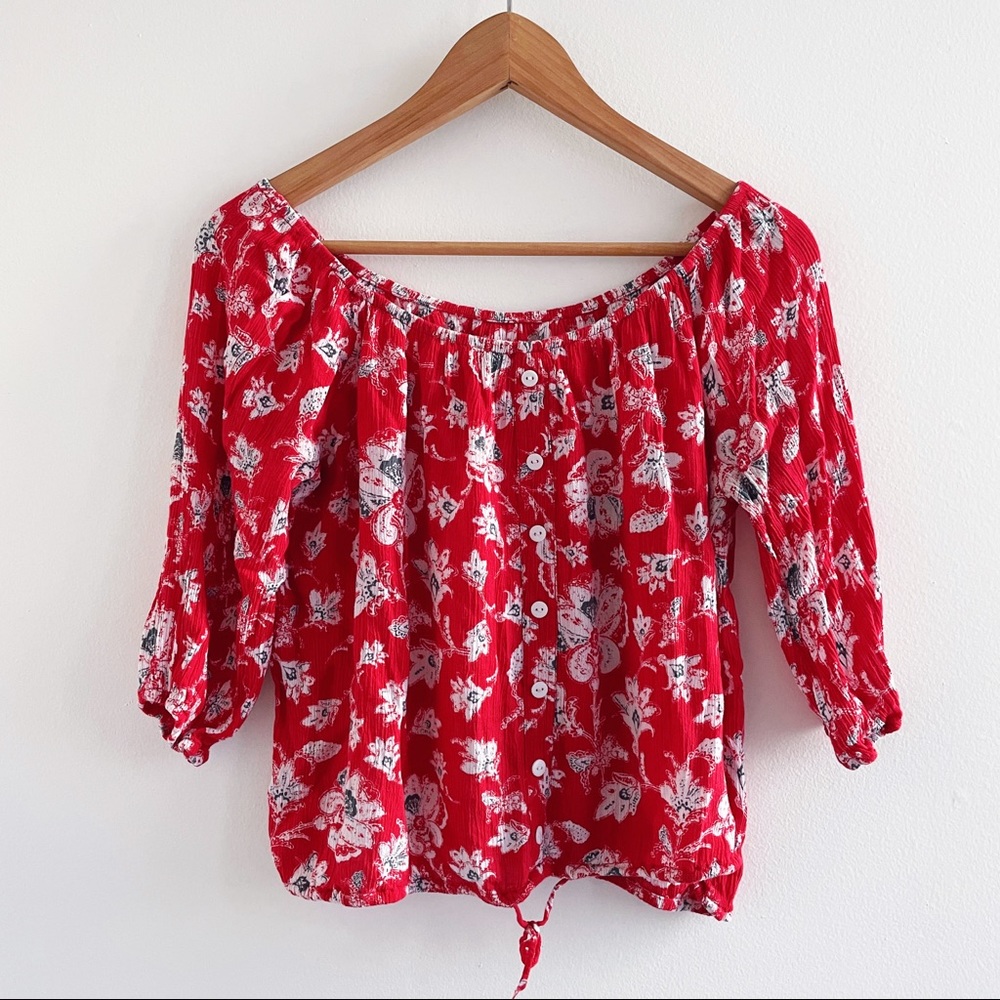 Faithfull the Brand red floral crop top medium